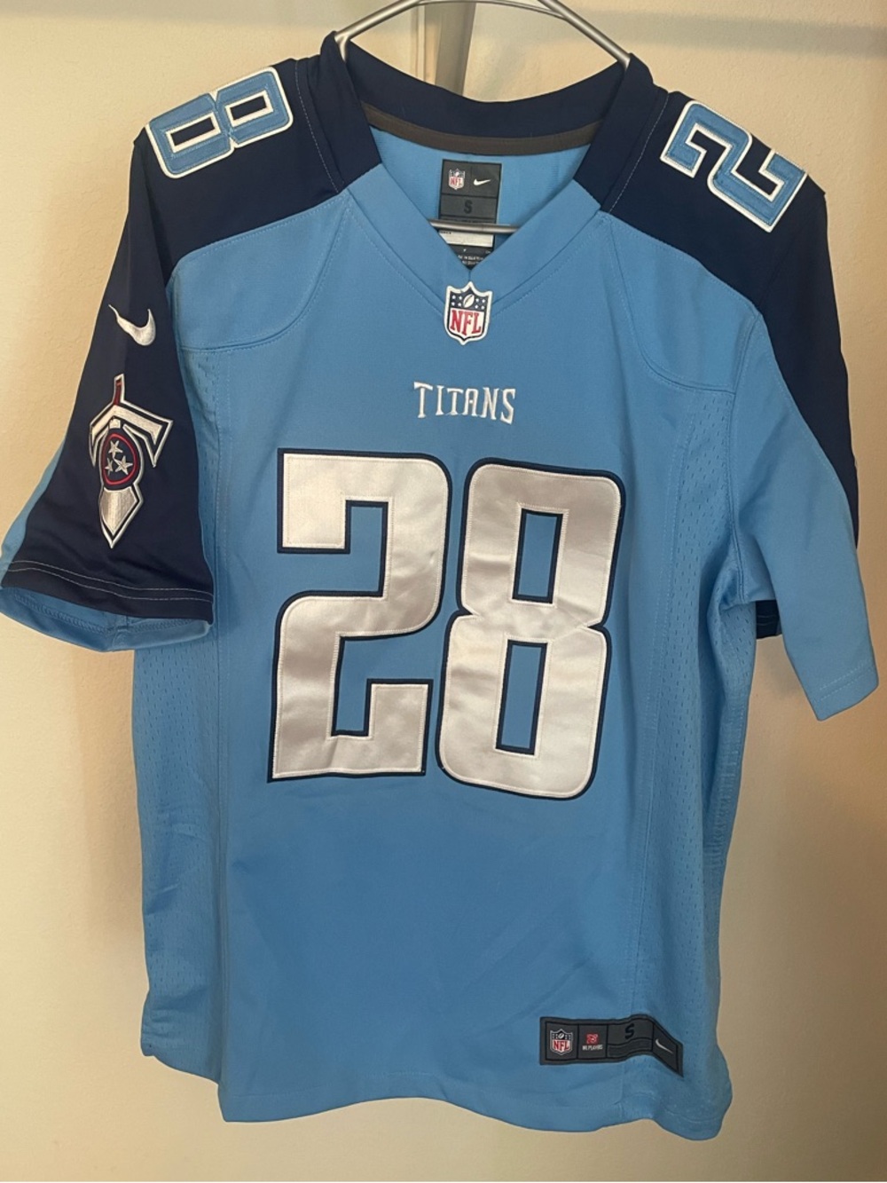 NFL Tennessee Titans Light Blue & Navy Men’s #28 Johnson Jersey